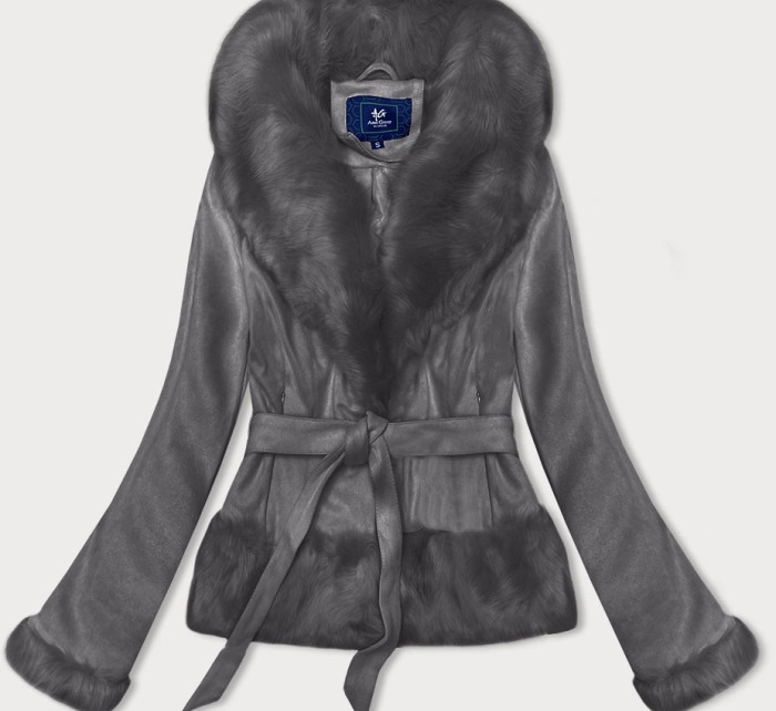 Krátká dámská bunda v grafitové barvě se zavazováním Ann Gissy (K0327)