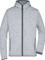 Daiber JN 589 Pánská pletená fleecová bunda s kapucí 02.0589 light melange/carbon