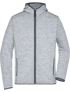 Daiber JN 589 Pánská pletená fleecová bunda s kapucí 02.0589 light melange/carbon