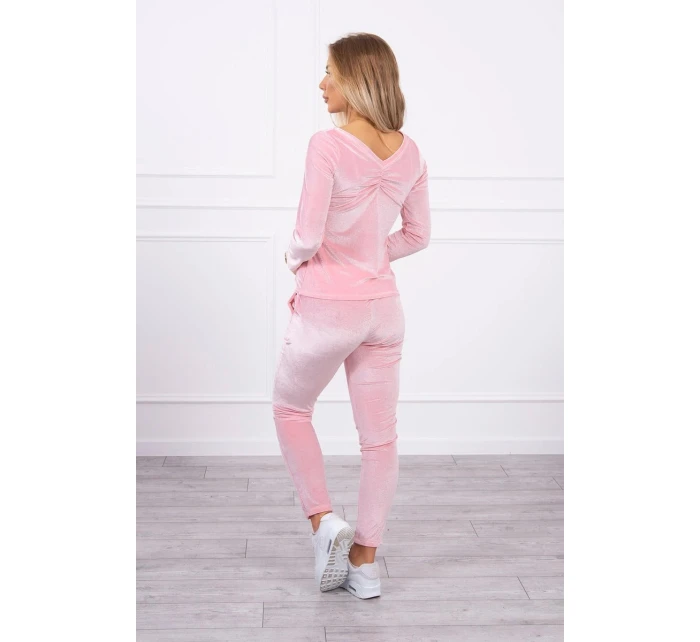 Velurová souprava se model 21753150 na zadní straně pudrově růžová - K-Fashion