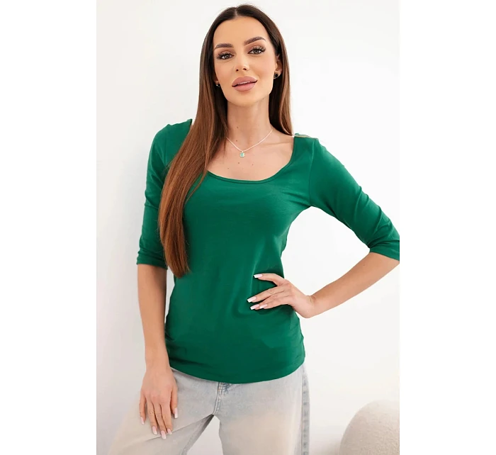 Halenka s kulatým výstřihem tmavě zelená