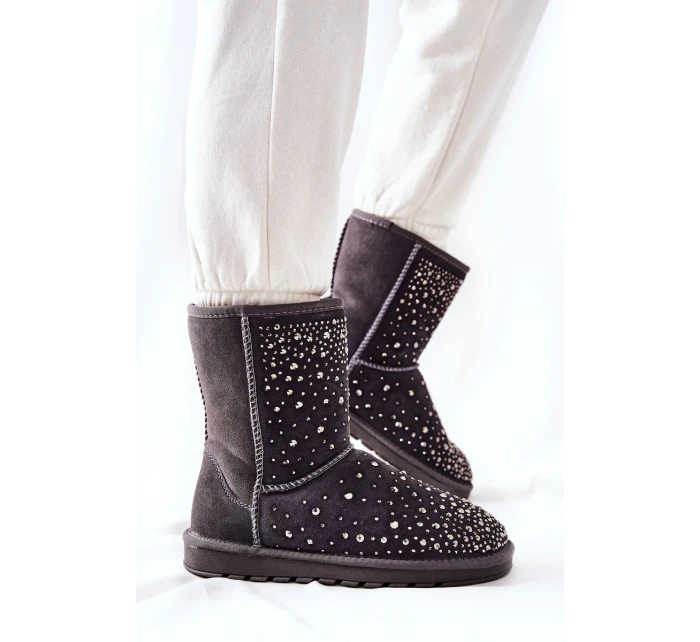 Zateplené sněhule s kamínky Šedá model 21569559 - Boto Zateplené sněhule s kamínky Šedá model 21569559 - Boto