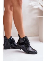 Lakované Dámské Boty S Ozdobou Zateplené Černé S.Barski HY42-021