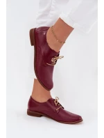 Dámské kožené elegantní šněrovací polobotky Zazoo 4238 bordó