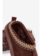 Dětské sněhule s výšivkou na platformě čokoládové model 21718400 - Boto Dětské sněhule s výšivkou na platformě čokoládové model 21718400 - Boto