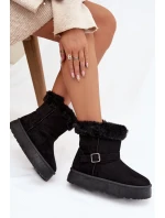 Dámské sněhule na platformě s přezkou a kožešinou Czarne model 21821891 - Boto