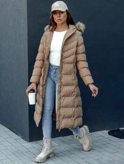 Dámský zimní kabát LUXWARM tmavě béžový FashionStreet TY4375