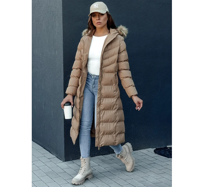 Dámský zimní kabát LUXWARM tmavě béžový FashionStreet TY4375