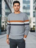 Pánský pruhovaný šedý svetr FashionStreet WX2324