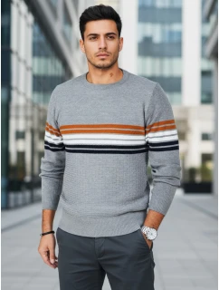 Pánský pruhovaný šedý svetr FashionStreet WX2324
