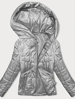 Dámská prošívaná krátká bunda šedá (B8185-9)