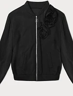 Pletená mikina s růžemi černá (16023)