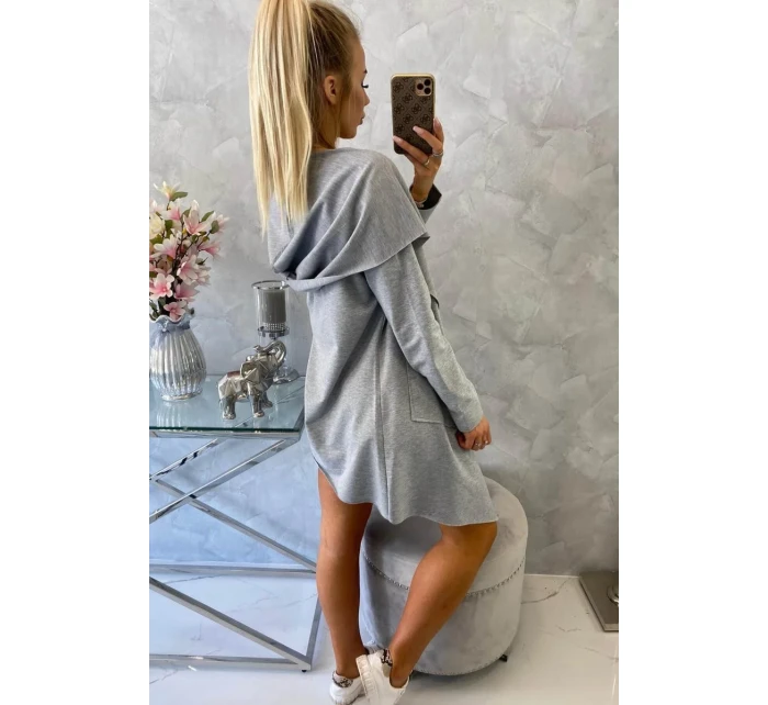 Volná pláštěnka s kapucí šedá