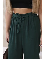 Kalhoty s širokým pasem tmavě zelená Kalhoty s širokým pasem tmavě zelená