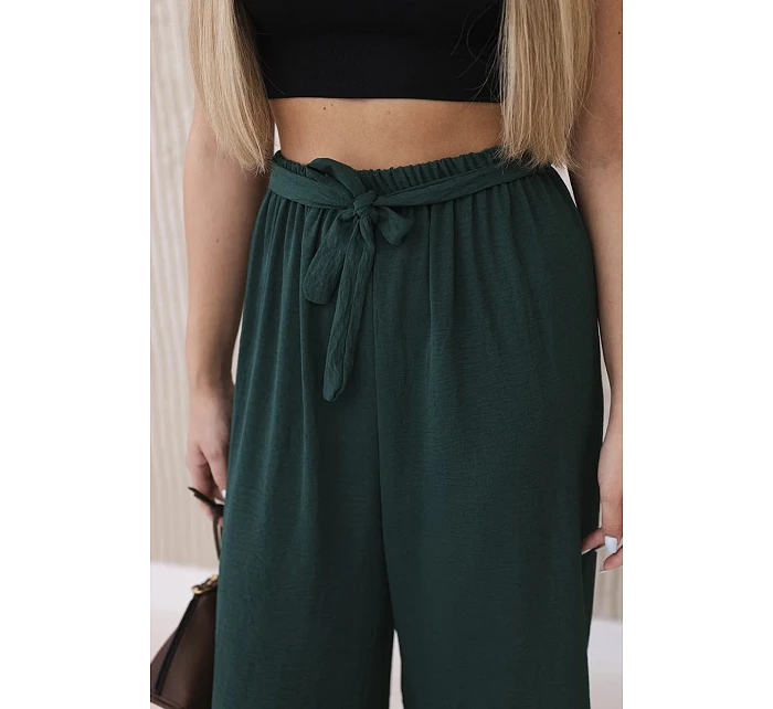 Kalhoty s širokým pasem tmavě zelená Kalhoty s širokým pasem tmavě zelená