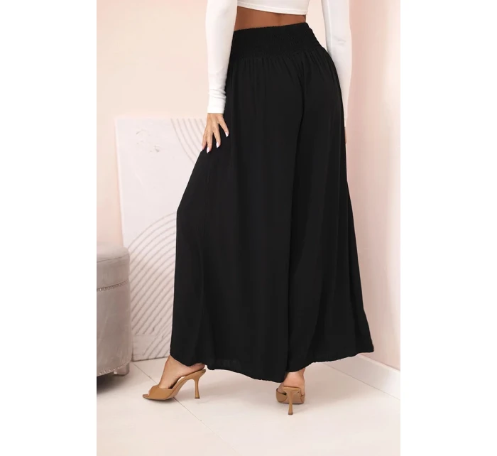 Dámské viskózové kalhoty s elastickým pasem černý