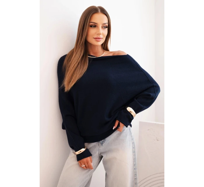 Dámský viskózový asymetrický svetr netopýří modrý