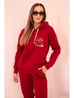 Dámský komplet z bavlny z potiskem, model 21310084 bordový - K-Fashion Dámský komplet z bavlny z potiskem, model 21310084 bordový - K-Fashion