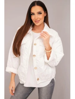 Dámská jarní prošívaná bunda s květinovým vzorem bílá