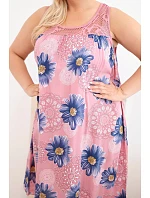 Dámské šaty Plus Size z viskózy s květinovým vzorem a krajkovým výstřihem tmavě růžová Dámské šaty Plus Size z viskózy s květinovým vzorem a krajkovým výstřihem tmavě růžová