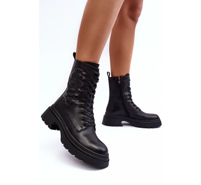 Ocieplané Kožené Workery Botky SBarski MR870-25 Černé