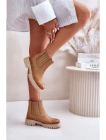 Dámské Botky Na Plochém Podpatku Kožené Lewski 3611 Hnědé