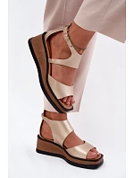 Kožené sandály na platformě Maciejka K7471-26 Zlaté