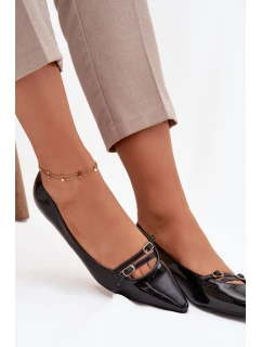 Dámské lakované baleríny s pásky Zarelia – černé