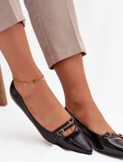 Dámské lakované baleríny s pásky Zarelia – černé