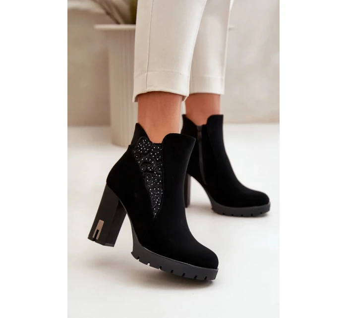 Boty na podpatku NS329P černé - Step in style