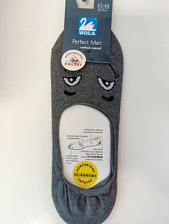 Pánské vzorované ponožky se silikonem úsměv W91 šedé - Wola