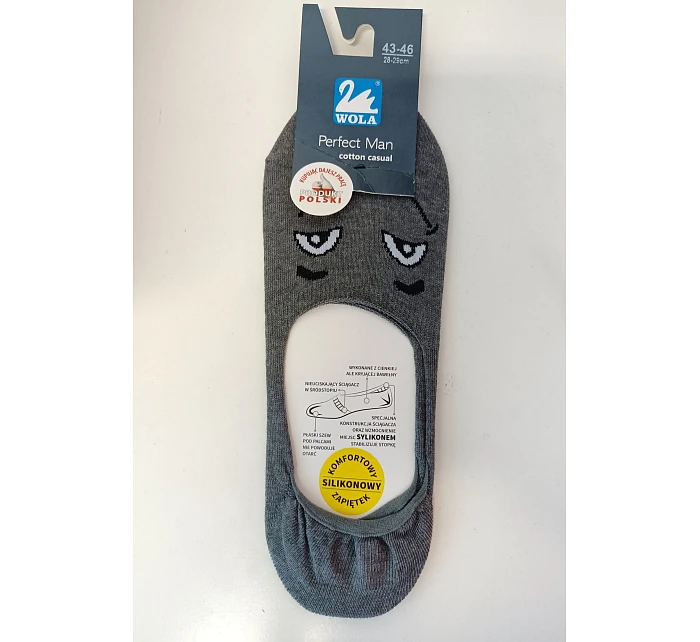Pánské vzorované ponožky se silikonem úsměv W91 šedé - Wola