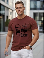 Tshirt męski klasyczny z nadrukiem bawełniany bordowy model 22217902 - FashionStreet