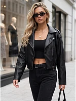 Dámská kožená bunda ve stylu Ramones, černá, FashionStreet TY6031