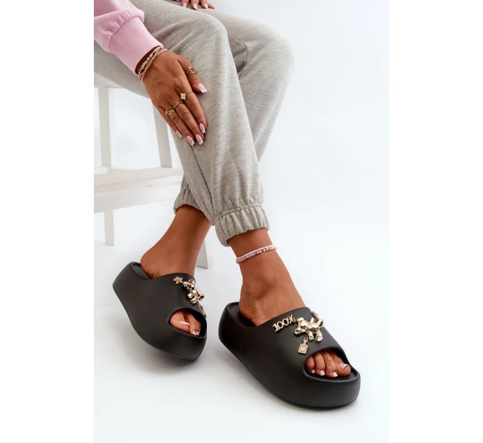 Dámské lehké pěnové žabky s ozdobami Černé model 21665939 - Boto