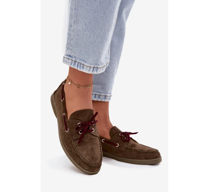 Polobotky Mokasiny Dámské S Vázáním Tmavě Zelené Calivra