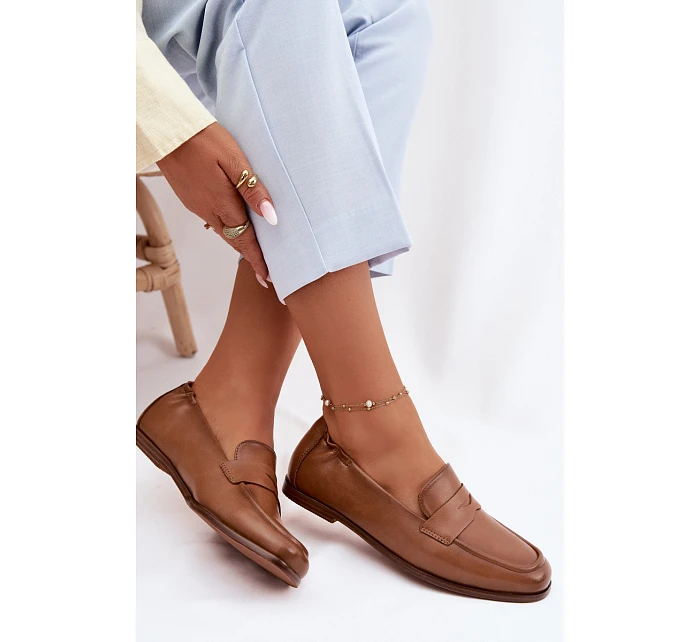 Mokasíny z přírodní kůže model 22074671 Camel - VINCEZA Mokasíny z přírodní kůže model 22074671 Camel - VINCEZA