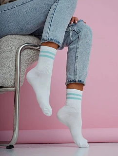 Dámské ponožky Tenké pruhy Bílomodré