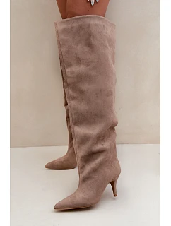 Dámské kozačky na podpatku Khaki Corly