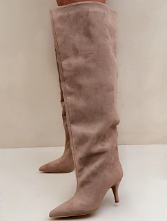 Dámské kozačky na podpatku Khaki model 22303579 - Boto
