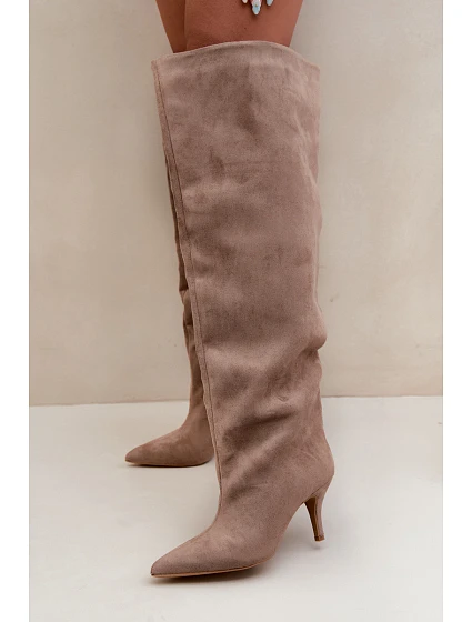 Dámské kozačky na podpatku Khaki Corly Dámské kozačky na podpatku Khaki Corly