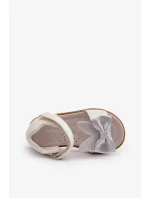 Dětské sandály s mašlí, zapínání na suchý zip, bílá Wistala Dětské sandály s mašlí, zapínání na suchý zip, bílá Wistala