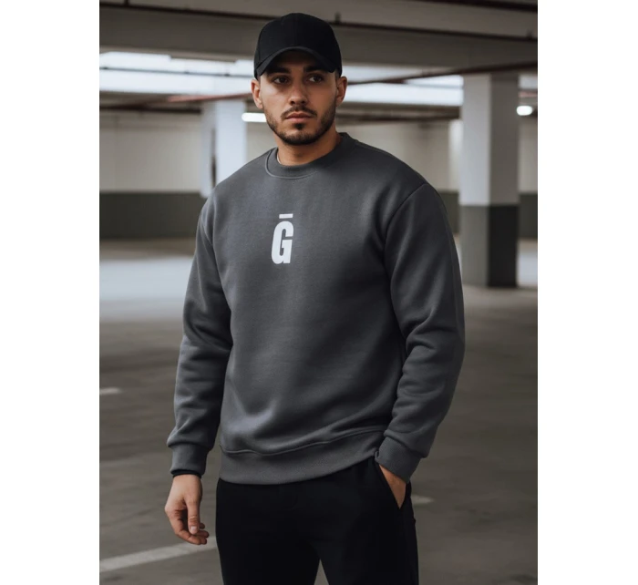 Pánská grafitová mikina s potiskem FashionStreet BX5921