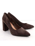 Čokoládové semišové lodičky na jehlovém podpatku Sergio Leone PB216