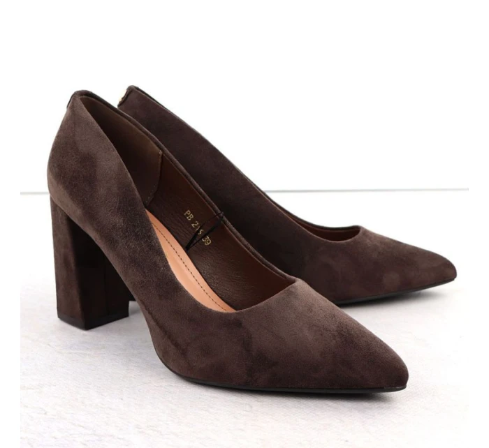 Čokoládové semišové lodičky na jehlovém podpatku Sergio Leone PB216