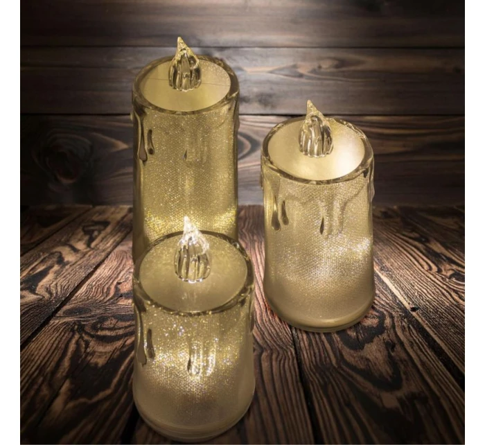 DEKORATIVNÍ SVÍČKA 8 CM TRANSPARENTNÍ TEPLÁ BÍLÁ 1 LED