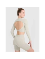 Dámské tričko 4F 4FRSS25TFLOF486-83S s crop-topem a dlouhým rukávem s výřezem na zádech