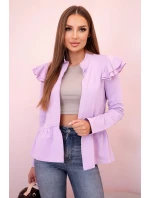 Dámský přehoz s volánky a stojáčkem fialka
