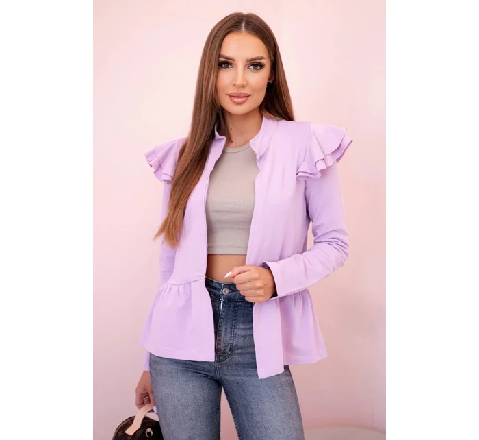 Dámský přehoz s volánky a stojáčkem fialka