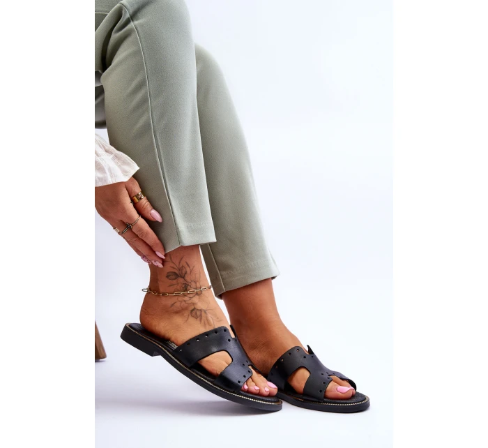 Zazoo 40326 Dámské Žabky S Ozdobnými Výstřihy Černé